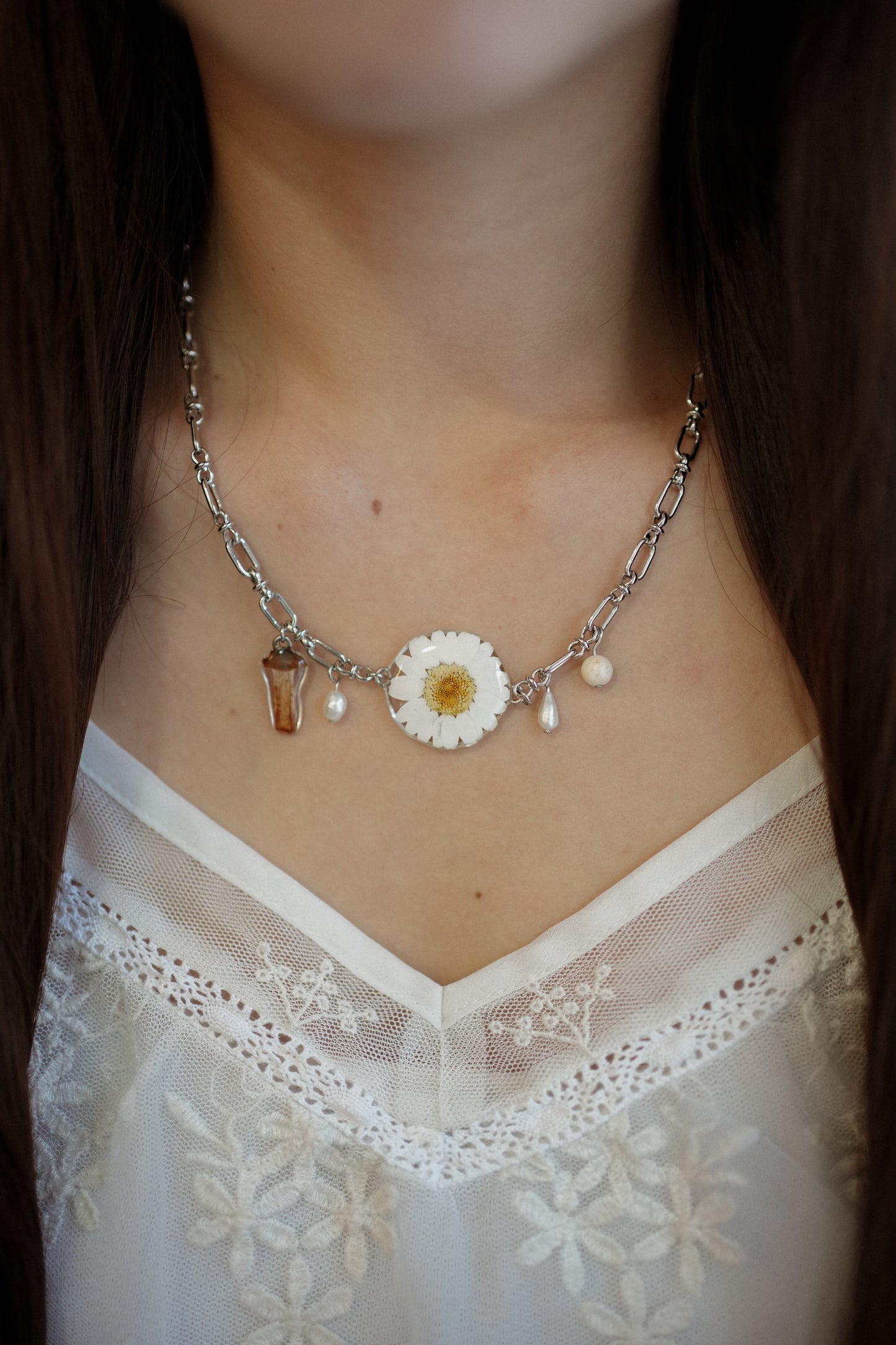 Daisy Shroom Beaded Necklace