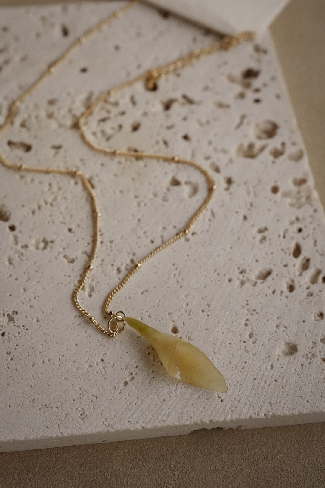 "Glass" Calla Lily in Ivory Necklace