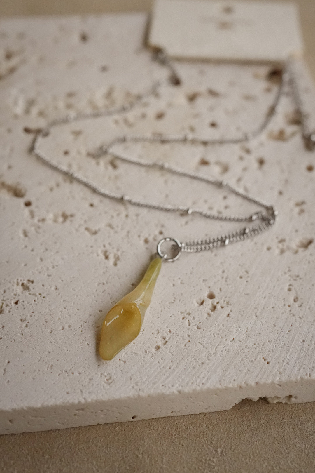 "Glass" Calla Lily in Ivory Necklace