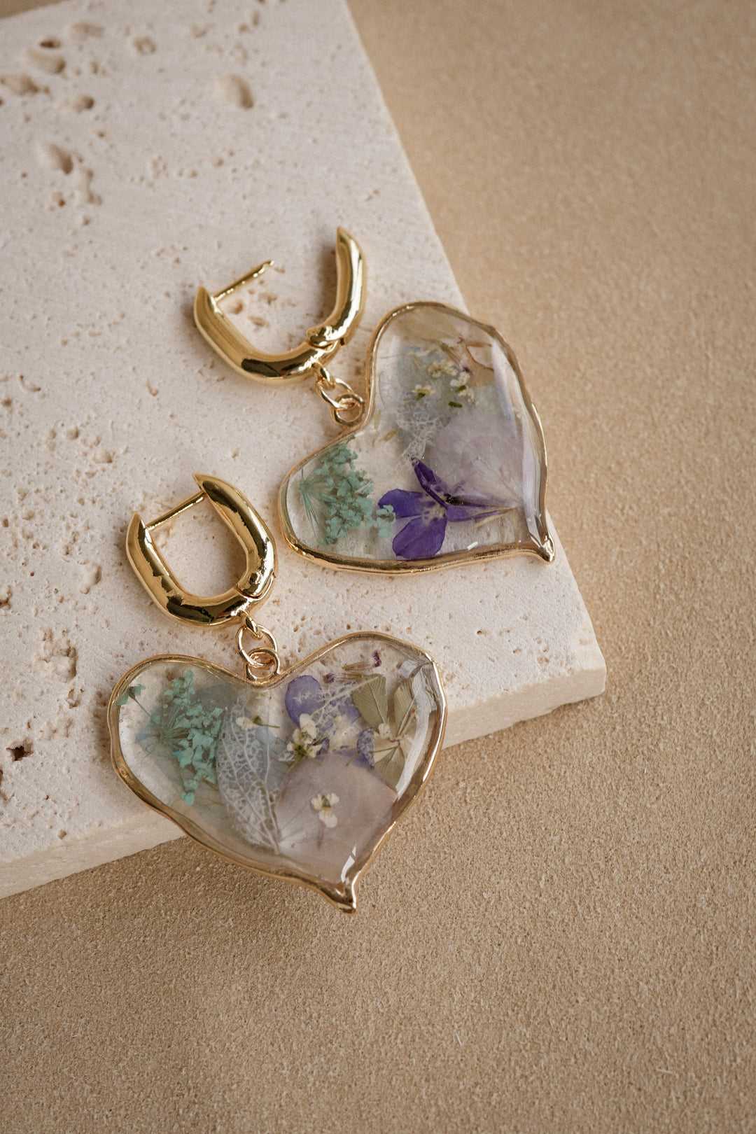 EDEN Heart Locket Hoops in Kyanite Blue