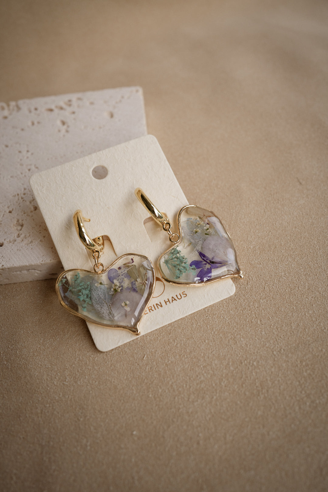 EDEN Heart Locket Hoops in Kyanite Blue