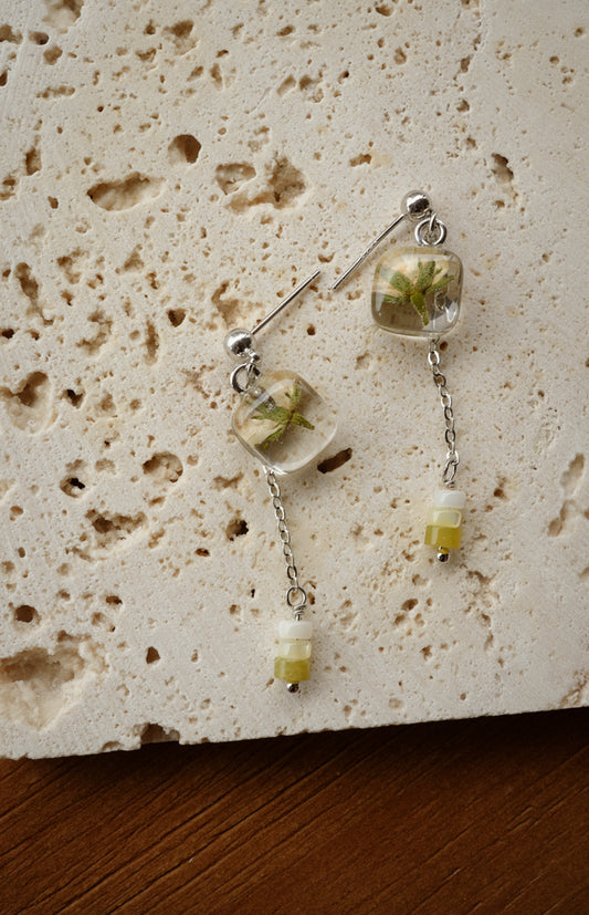 Raindrop White Rose Dangles