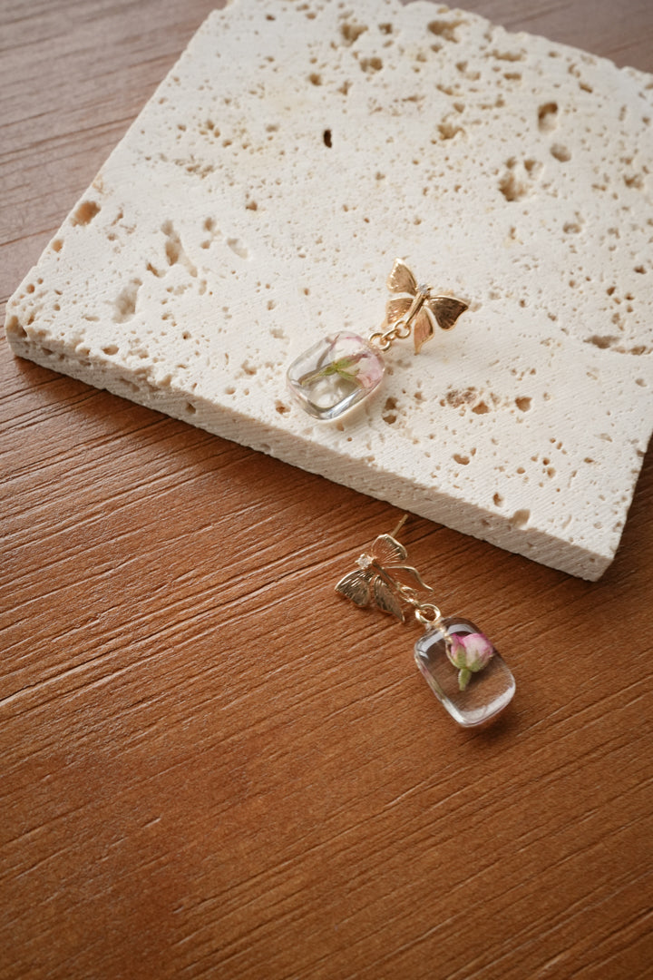 Butterfly Blush Rose Dangles