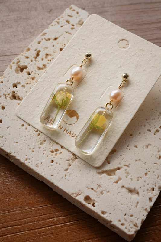 Canary Rose Pearl Dangles