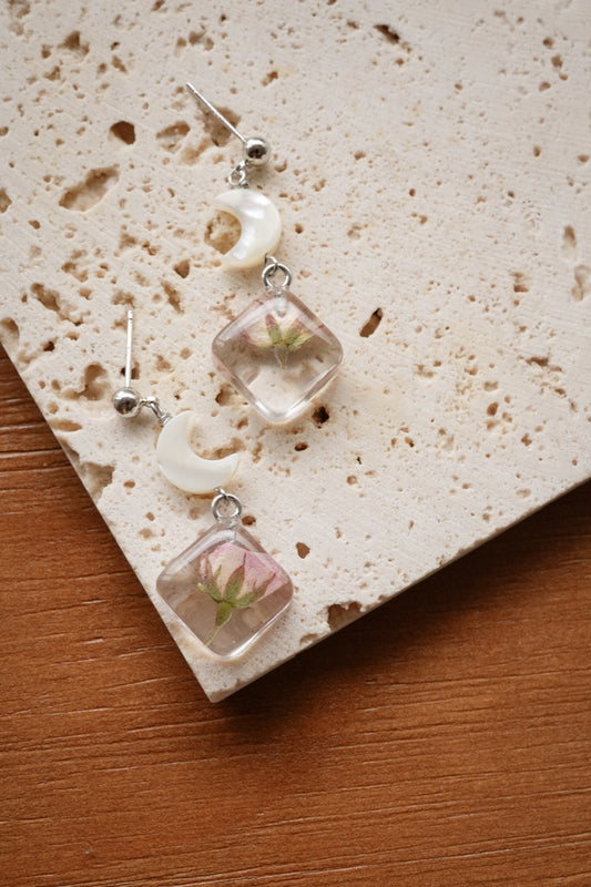 Pink Rose Moon Dangles