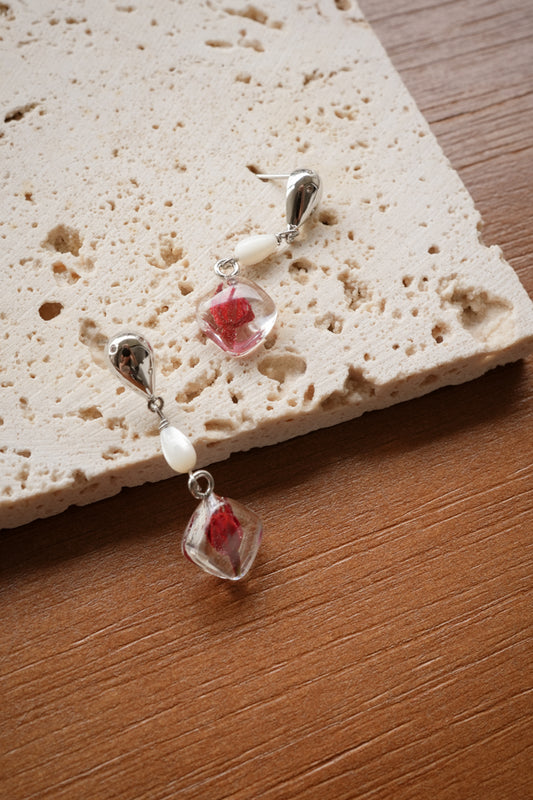 Red Rose Droplets Dangles