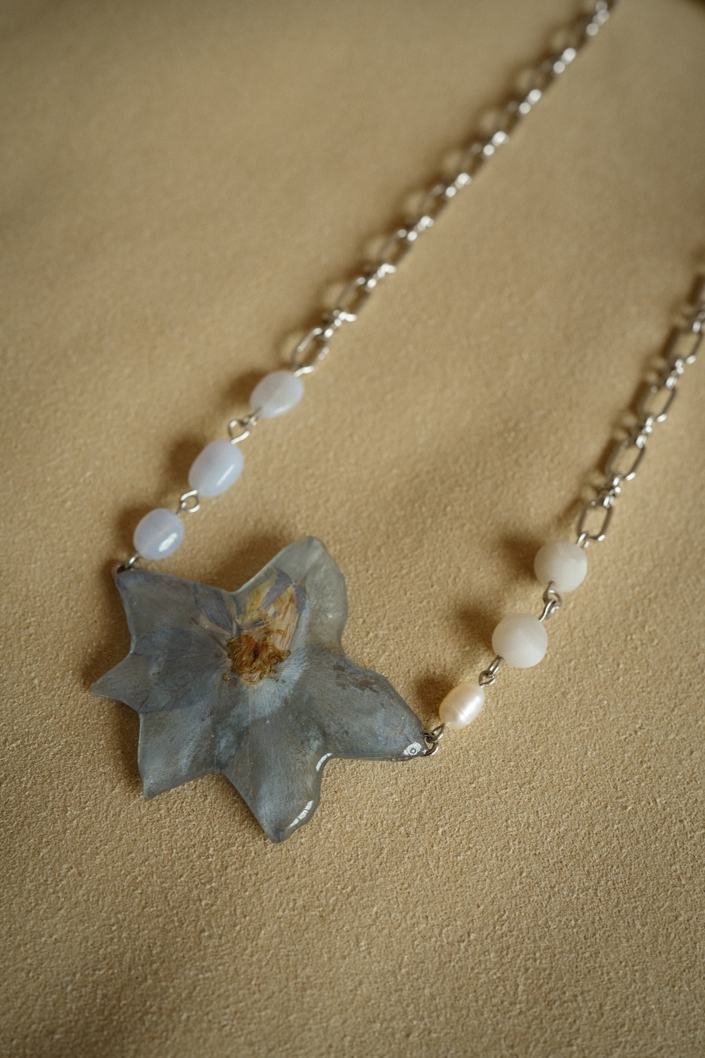 Larkspur Agate Pearl Necklace