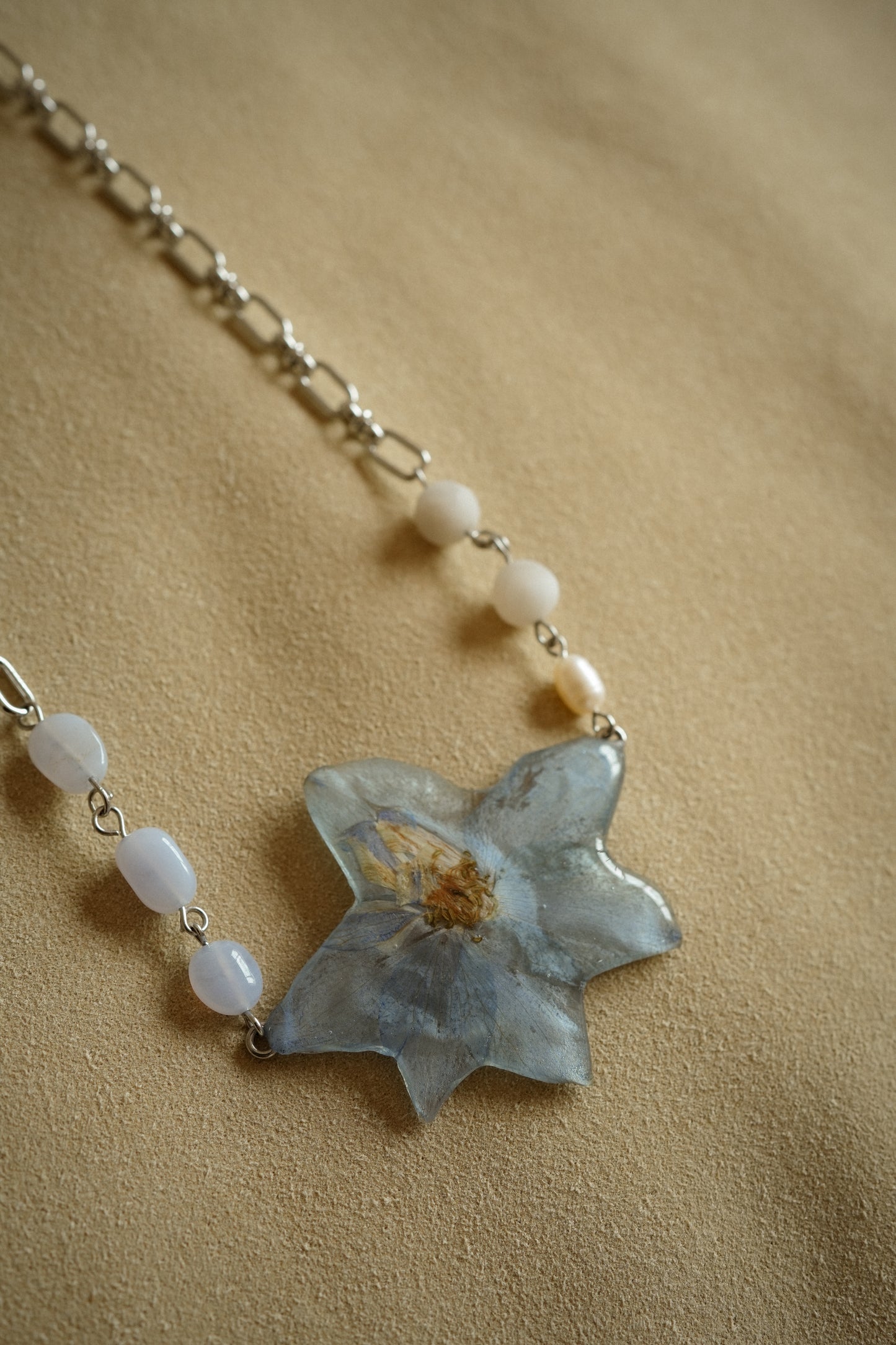 Larkspur Agate Pearl Necklace