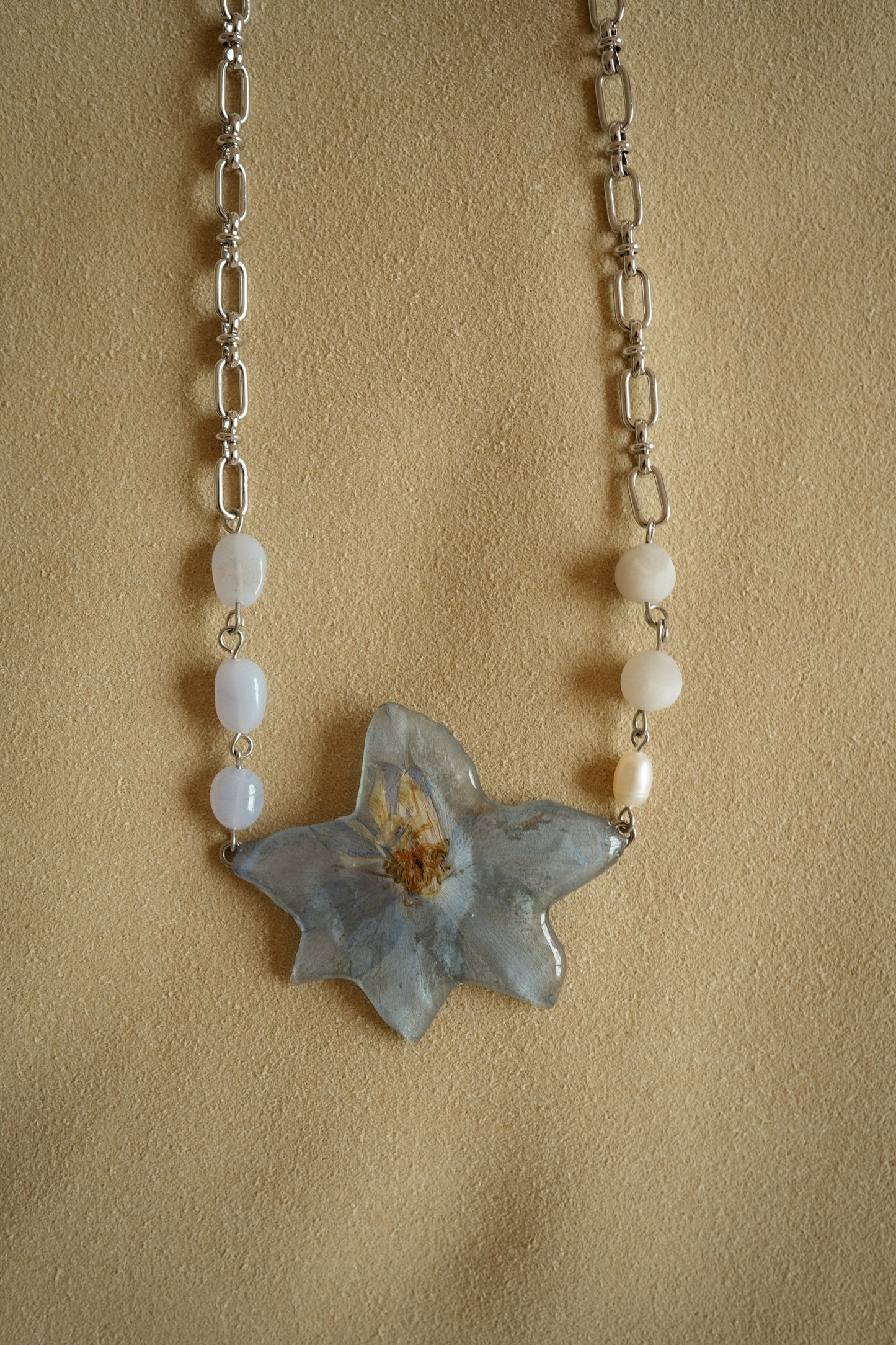 Larkspur Agate Pearl Necklace