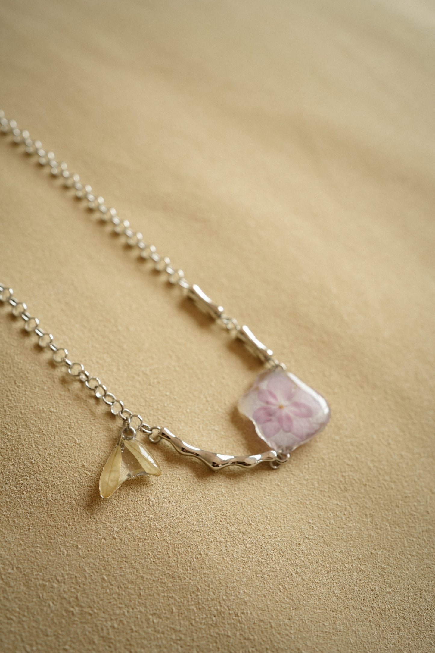 Lavender Leafy Hydrangea Necklace