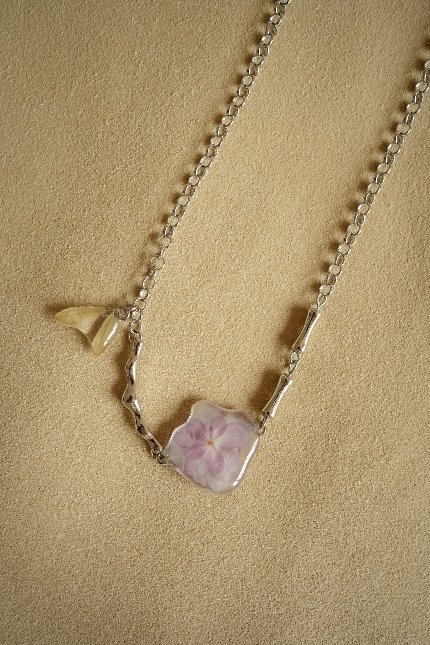 Lavender Leafy Hydrangea Necklace