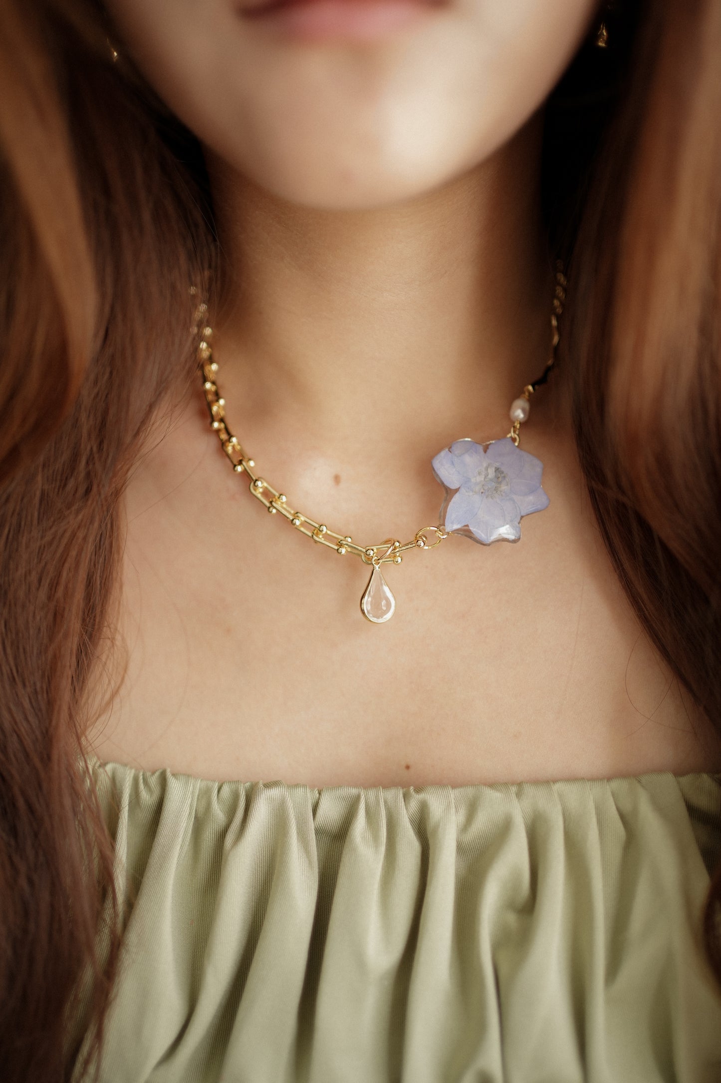 Delphinium Tears Chain Necklace