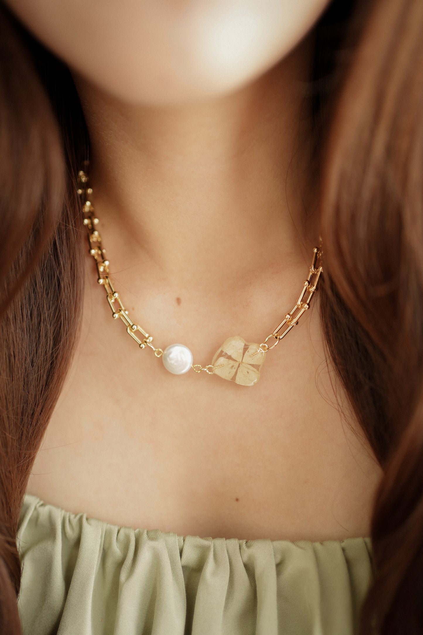 Clover Pearl Chain Necklace