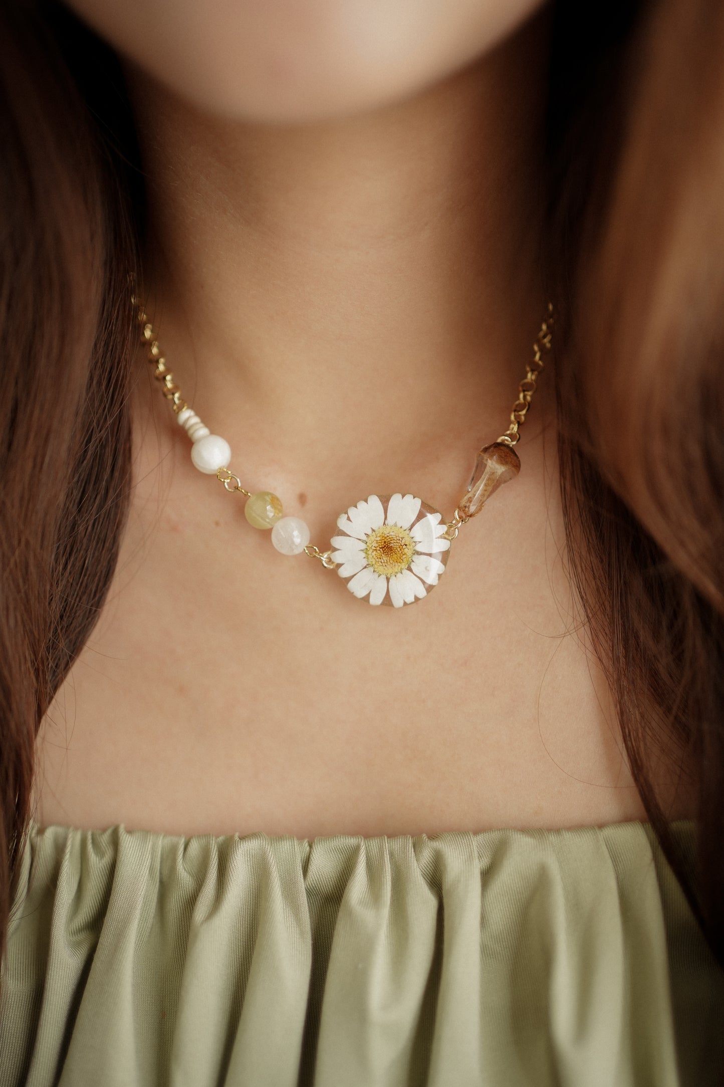 Cottage Daisy Shroom Necklace