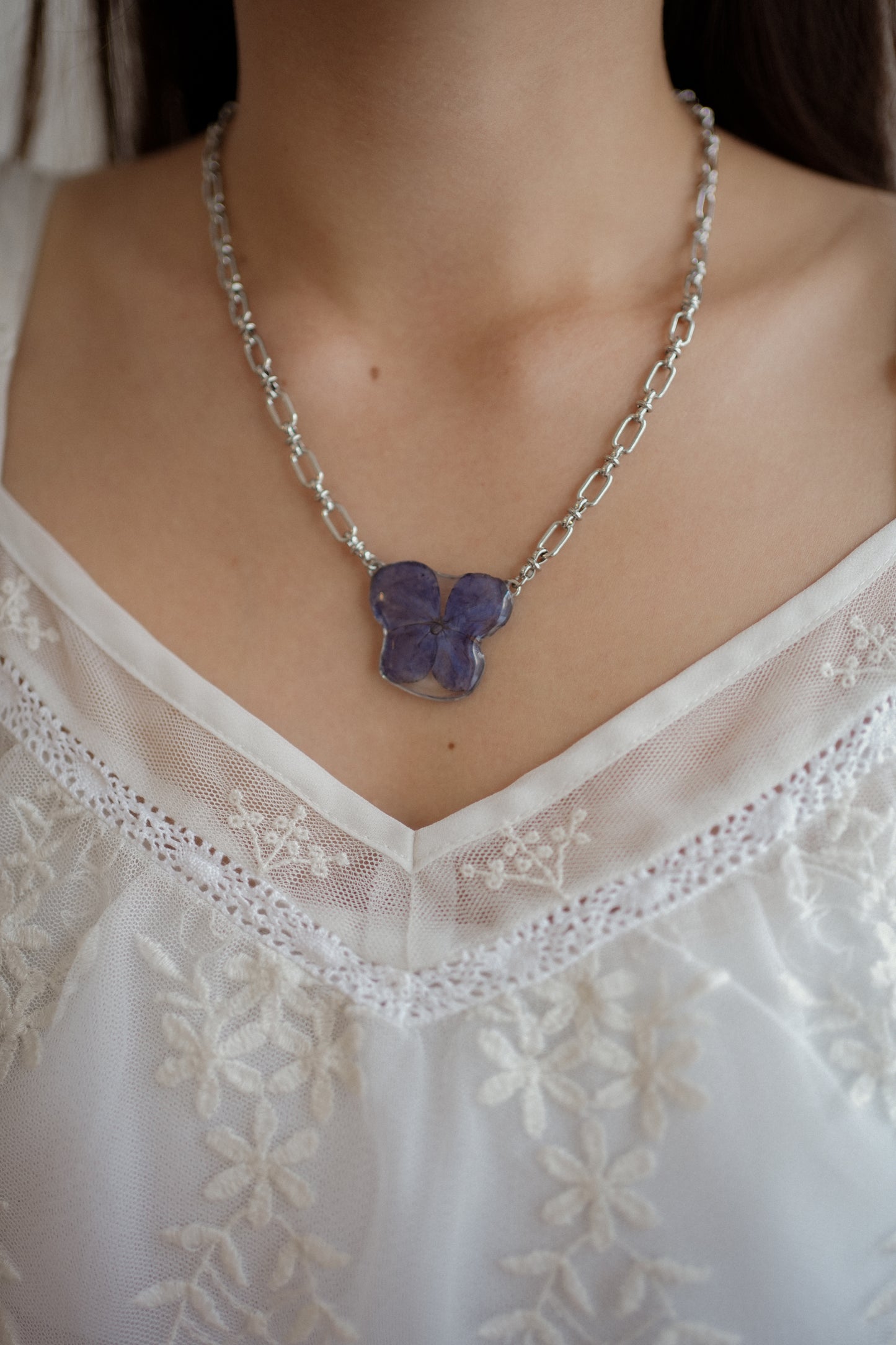 Butterfly Hydrangea Necklace